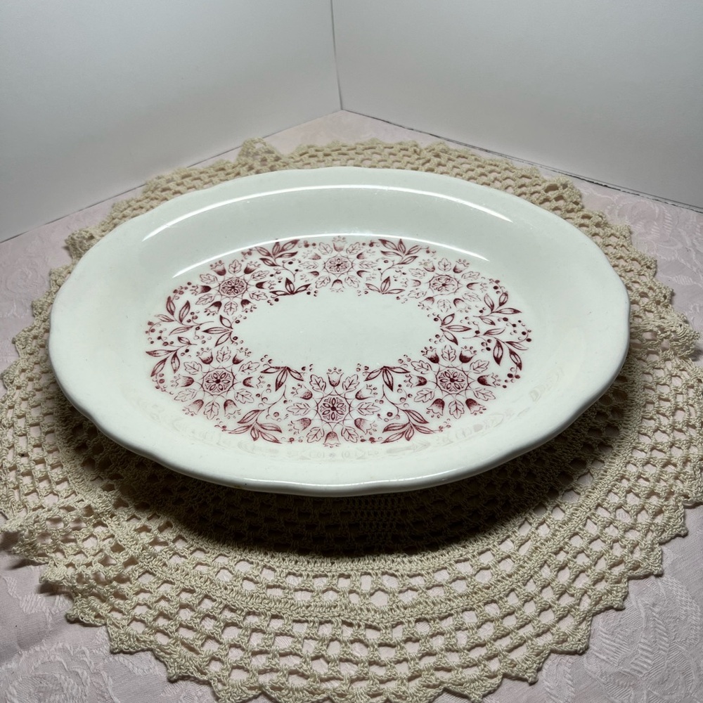 Vintage Buffalo China Platter Floral Art Deco Restaurant Ware